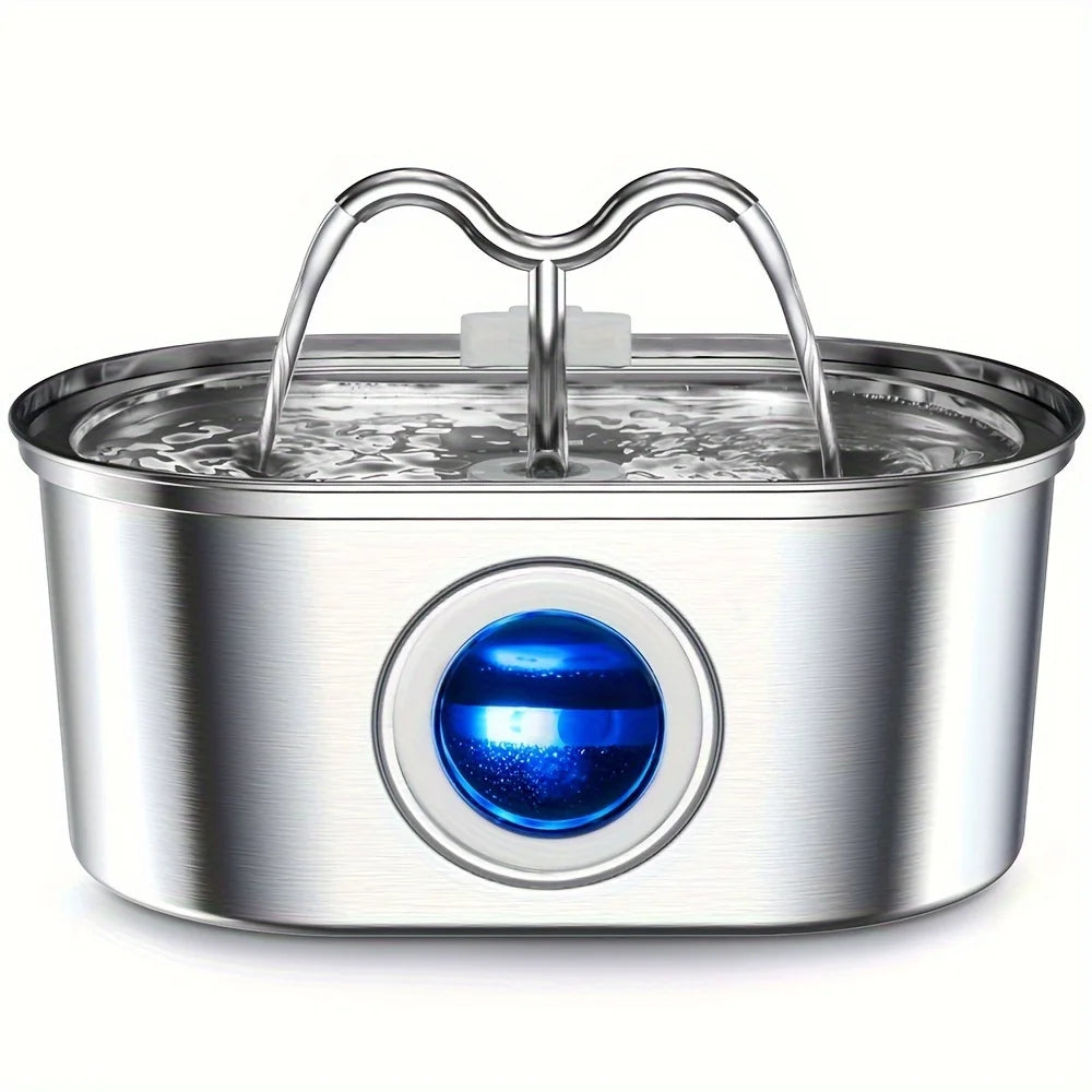 Stainless Steel Pet Water Fountain For Cats Continuous Flow Drinking Station