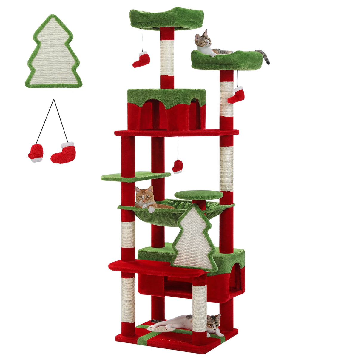 Large Cat Tree Tower With Sisal Scratching Posts Hammock And Condos