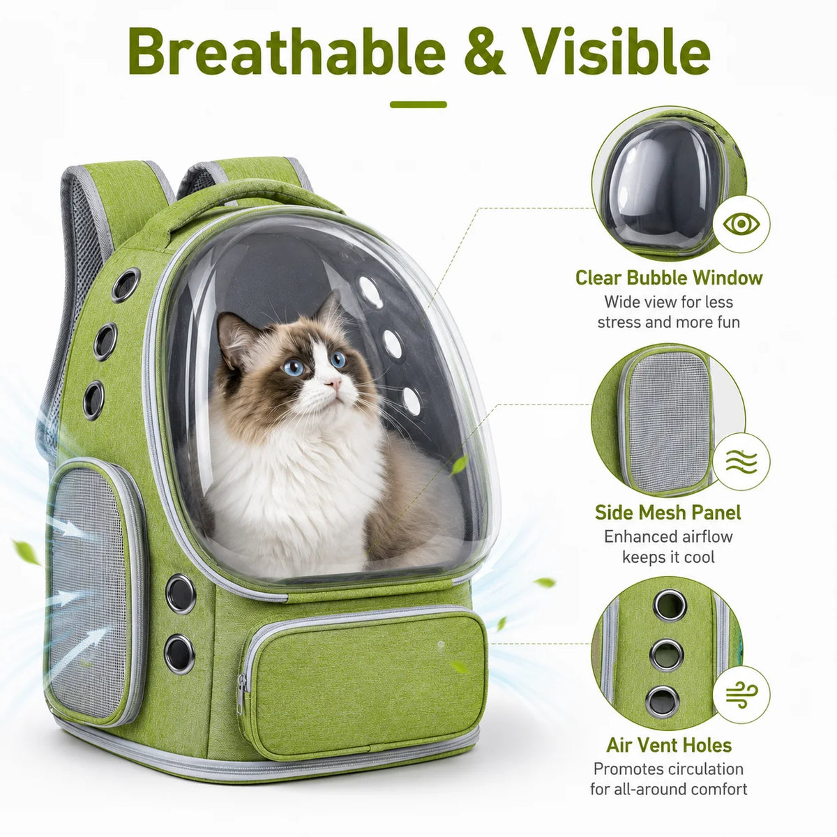Transparent Bubble Cat Backpack Carrier Breathable Travel Bag For Pets