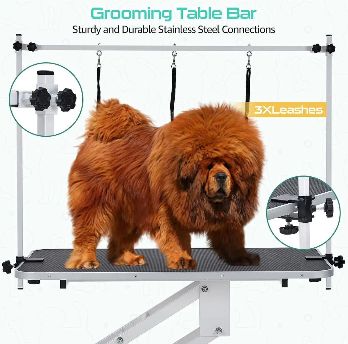 43.3" Electric Pet Grooming Table 350 LBS Heavy Duty Dog Grooming Arm  for Large Dog Salon-Grade Pet Height Adjustable Grooming Station Slip Tabletop
