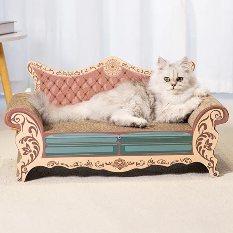 L Shaped Integrated Cat Scratch Board And Cozy Nest Bed Platform