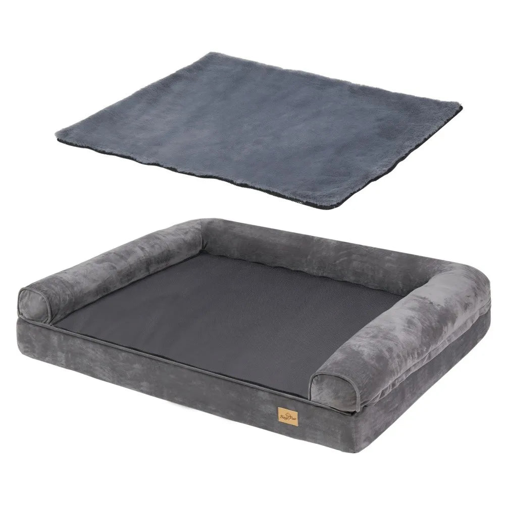 Calming Orthopedic Memory Foam Dog Bed With Plush Removable Sofa Cover