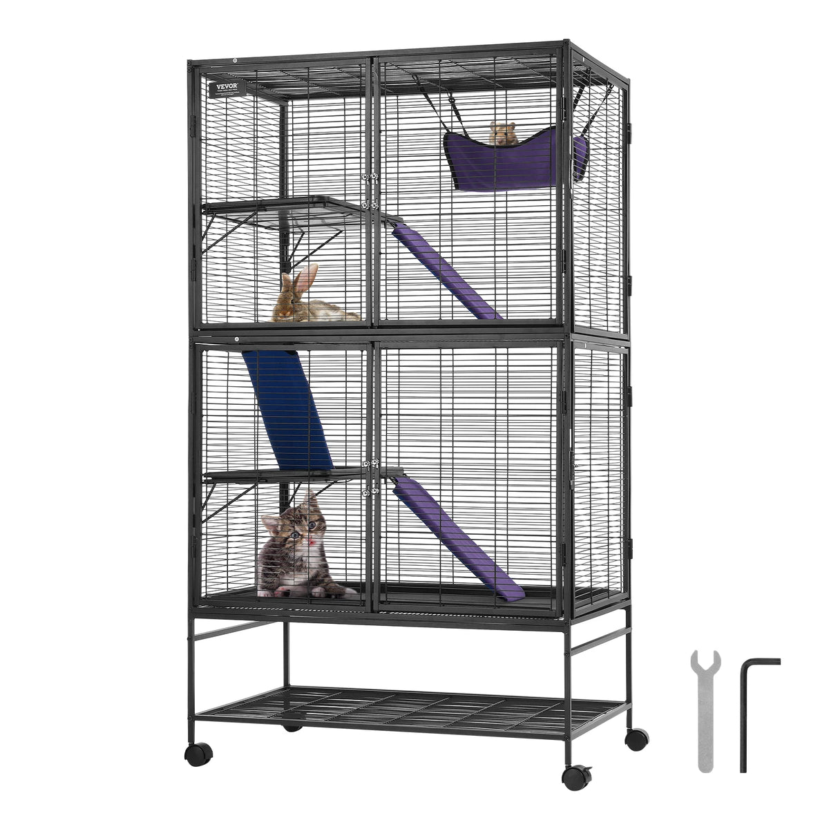 Multi Level Rolling Metal Ferret Cage For Rats Hamsters Guinea Pigs Chinchillas