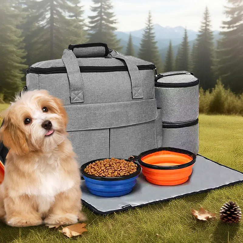 Large Capacity Dog and Cat Food Backpack, Pet Travel Bag, Foldable Snack Pouch, Portable Crossbody Dog and Cat Carrier dog bag cat bag pet backpack