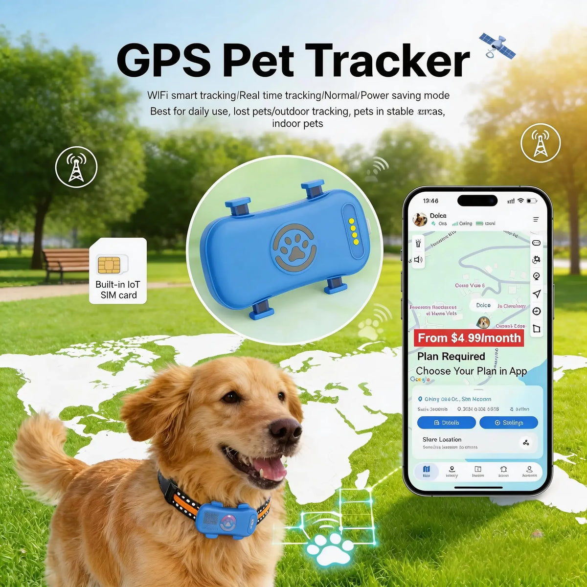 4G GPS Pet Tracker Real Time Tracking And IP67 Waterproof Protection For Pets