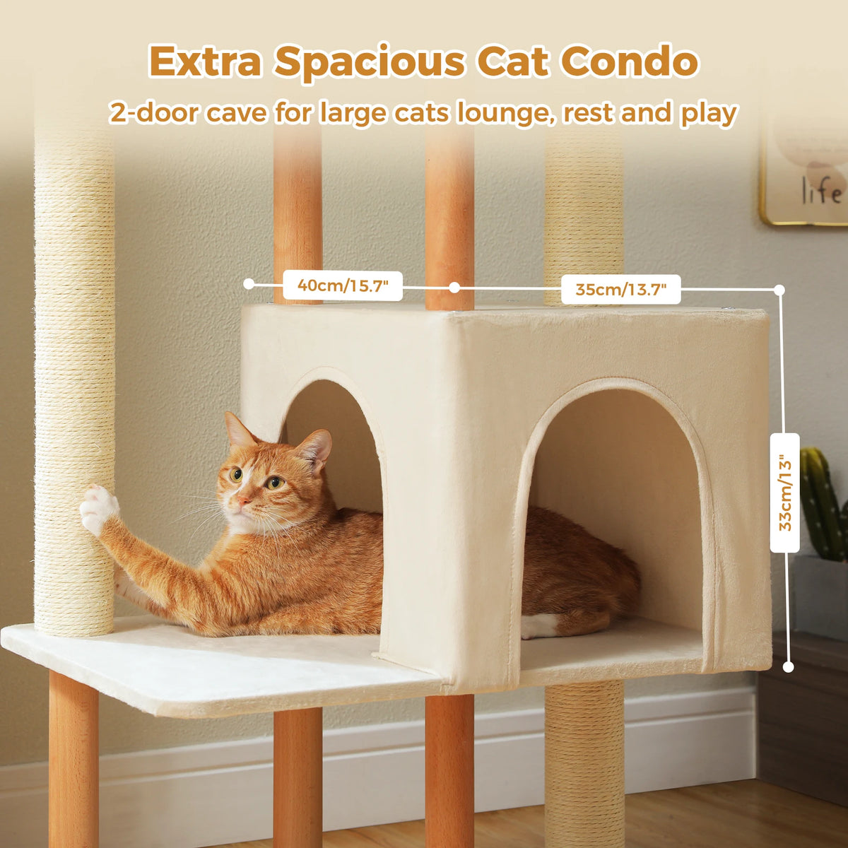 Modern Multi Level Cat Tree with Condo Sisal Scratching Posts and Bed