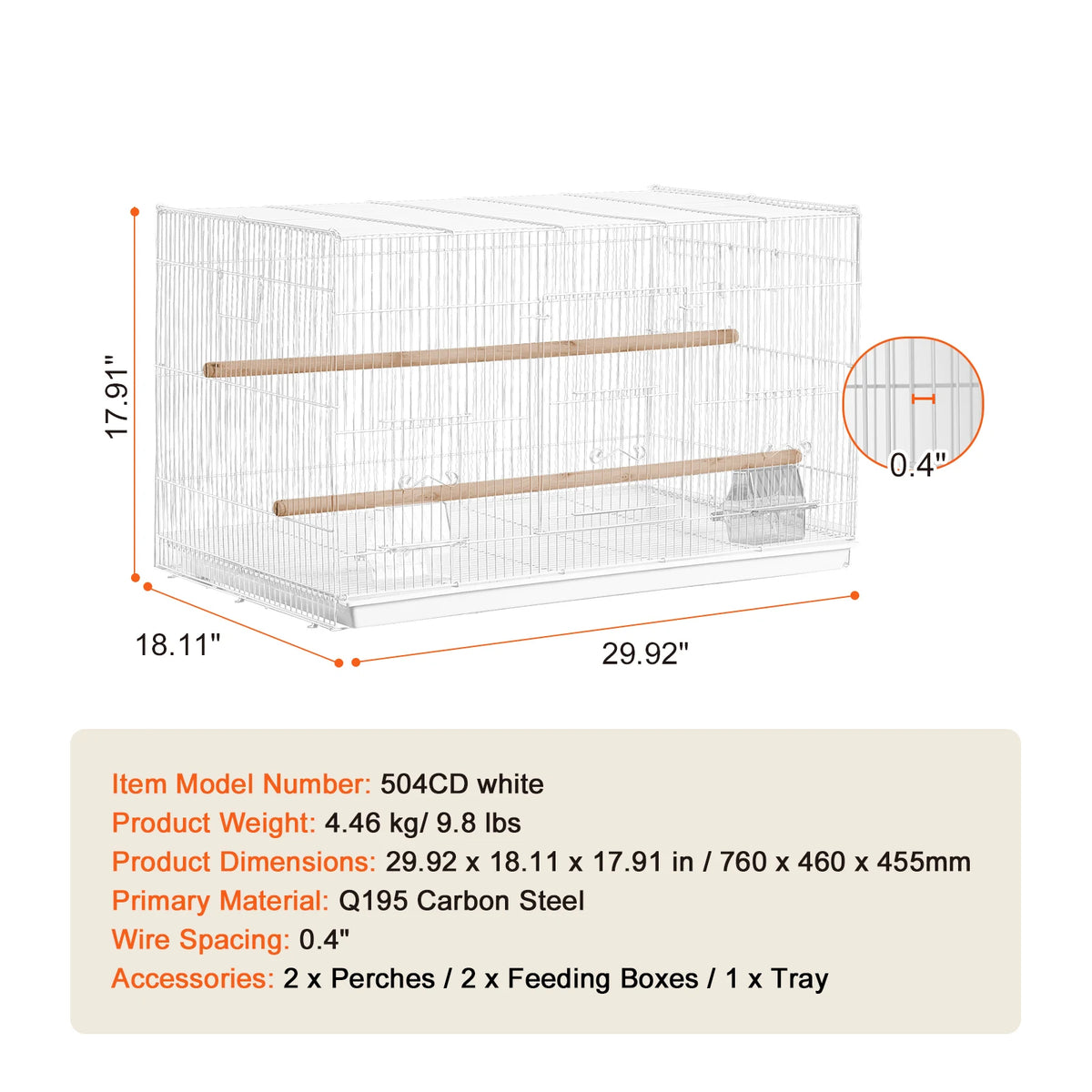Stackable Divided Bird Cage With Travel Handle And Secure Door