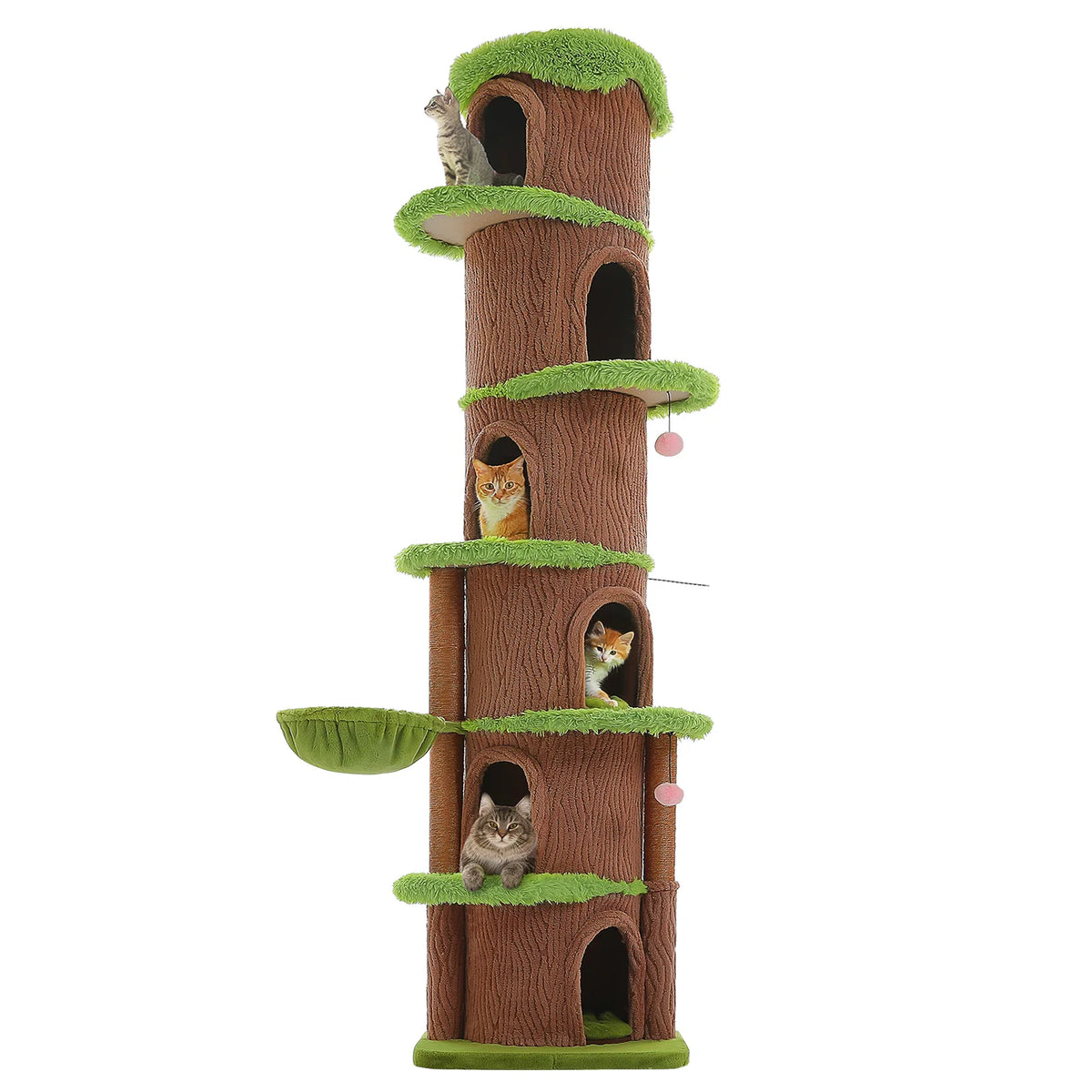 Floor To Ceiling Cat Tree With Sisal Scratching Posts And Hammock