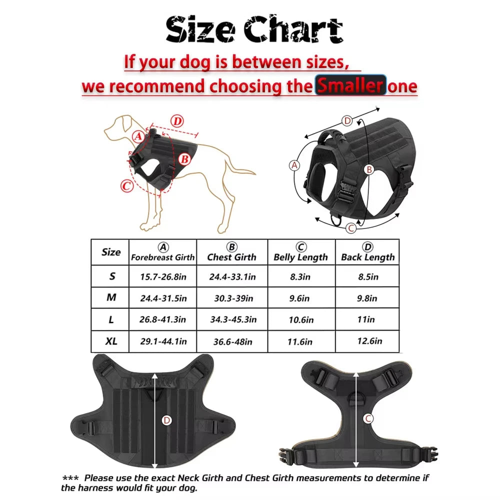 Tactical Dog Harness Vest Training Gear With Quick Release And Padding