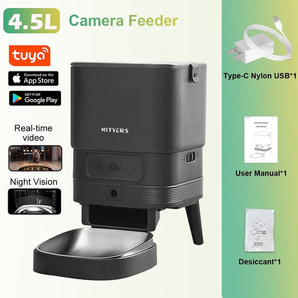 Automatic Timed Pet Feeder With Stainless Steel Bowl and Portion Control