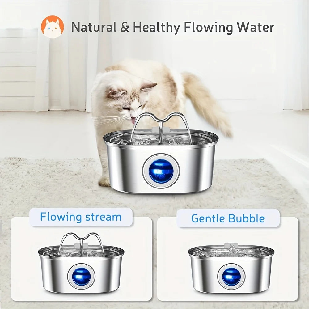 Stainless Steel Pet Water Fountain For Cats Continuous Flow Drinking Station