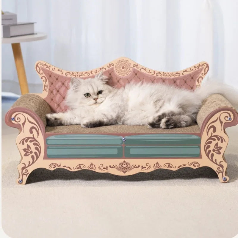 L Shaped Integrated Cat Scratch Board And Cozy Nest Bed Platform
