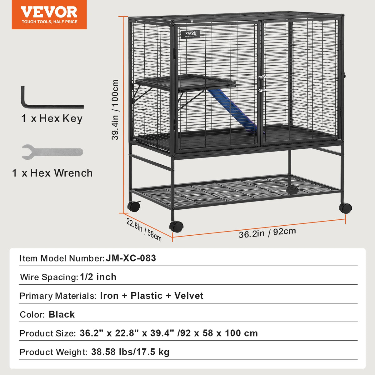 Multi Level Rolling Metal Ferret Cage For Rats Hamsters Guinea Pigs Chinchillas