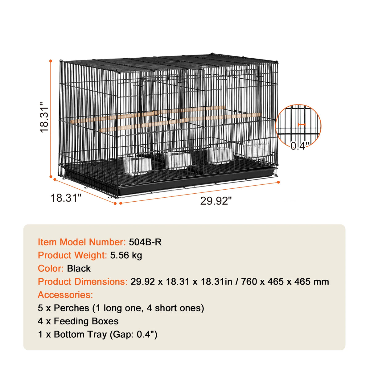 Stackable Divided Bird Cage With Travel Handle And Secure Door