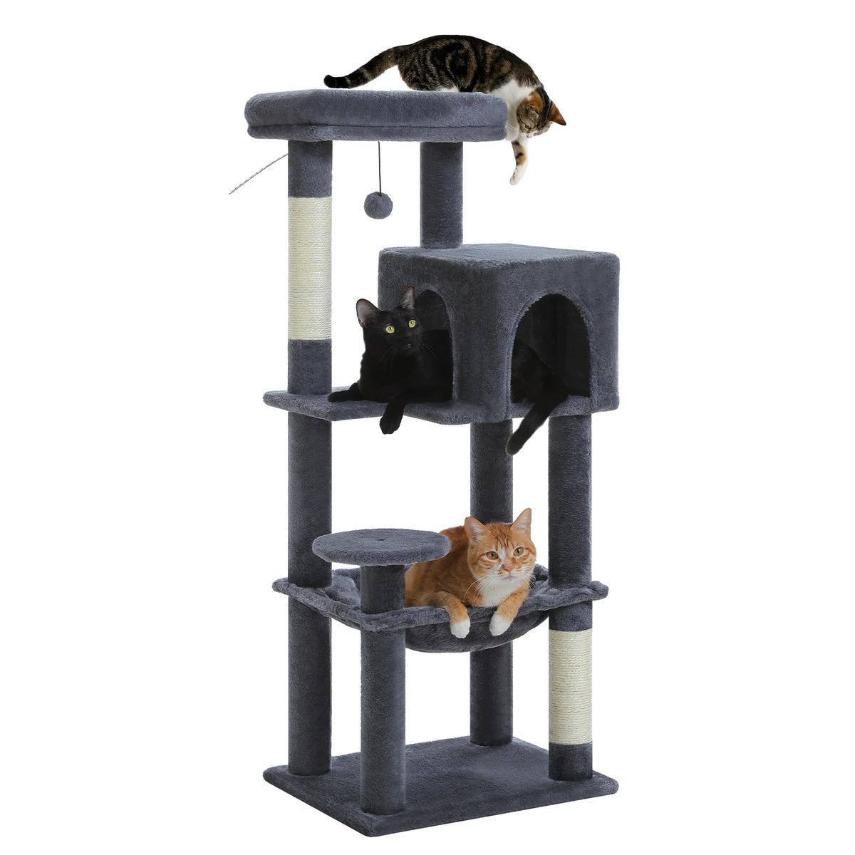 Multi Level Cat Tree Tower With Scratching Posts Condo And Hammock