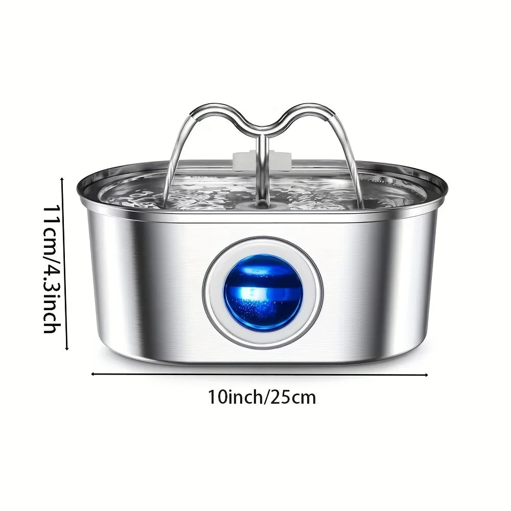 Stainless Steel Pet Water Fountain For Cats Continuous Flow Drinking Station