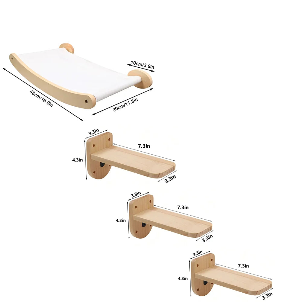 Wall Mounted Cat Hammock Climbing Shelf With Sisal Scratching Rope