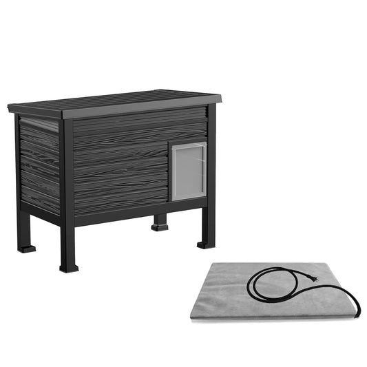 Weatherproof Plastic Cat House With Heating Pad Indoors Or Outdoors