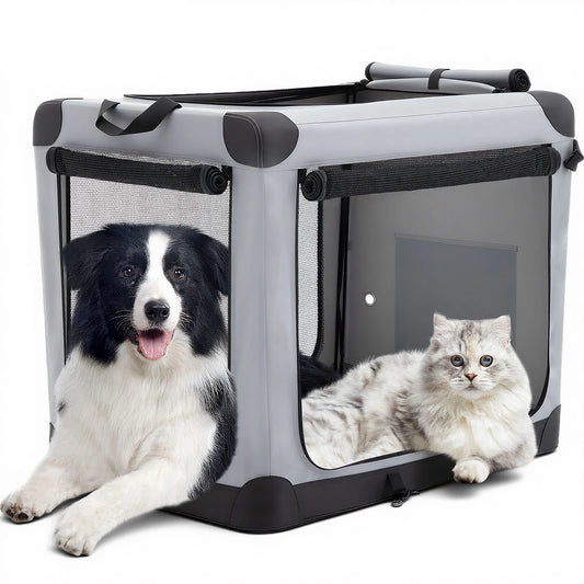 Soft Foldable Dog Crate With Three Doors Portable Indoor Pet Kennel