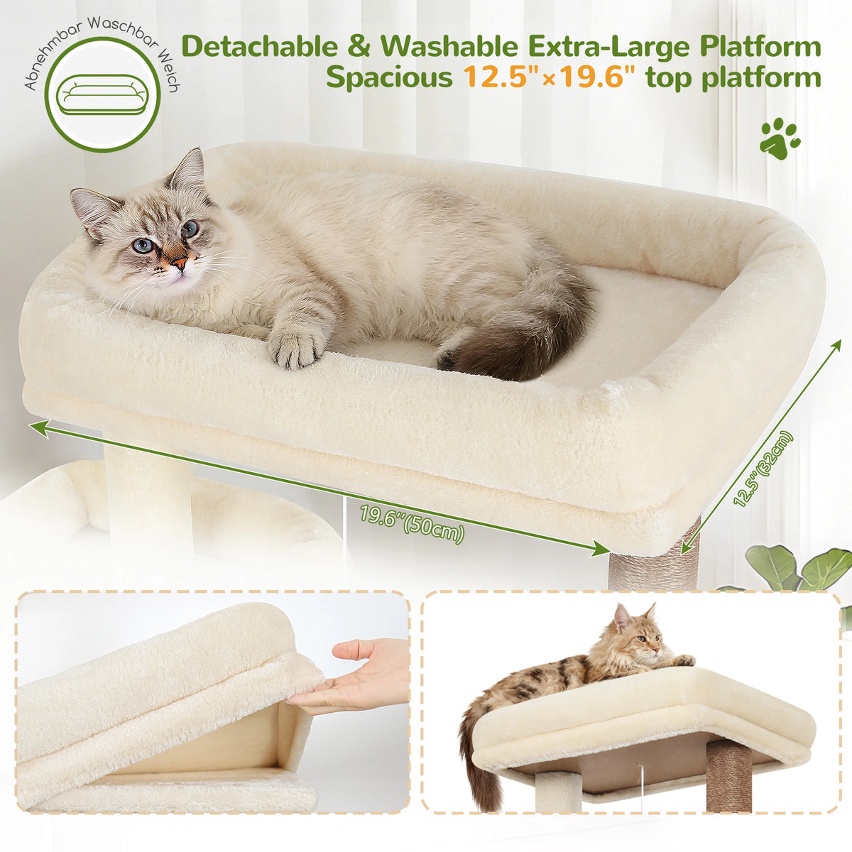 Globlazer 77" Large Cat Tree Tower for Indoor Cats, Multi-Level Cat Climbing Activity Center with 2 Condos, 2 Hammocks, Scratching Posts