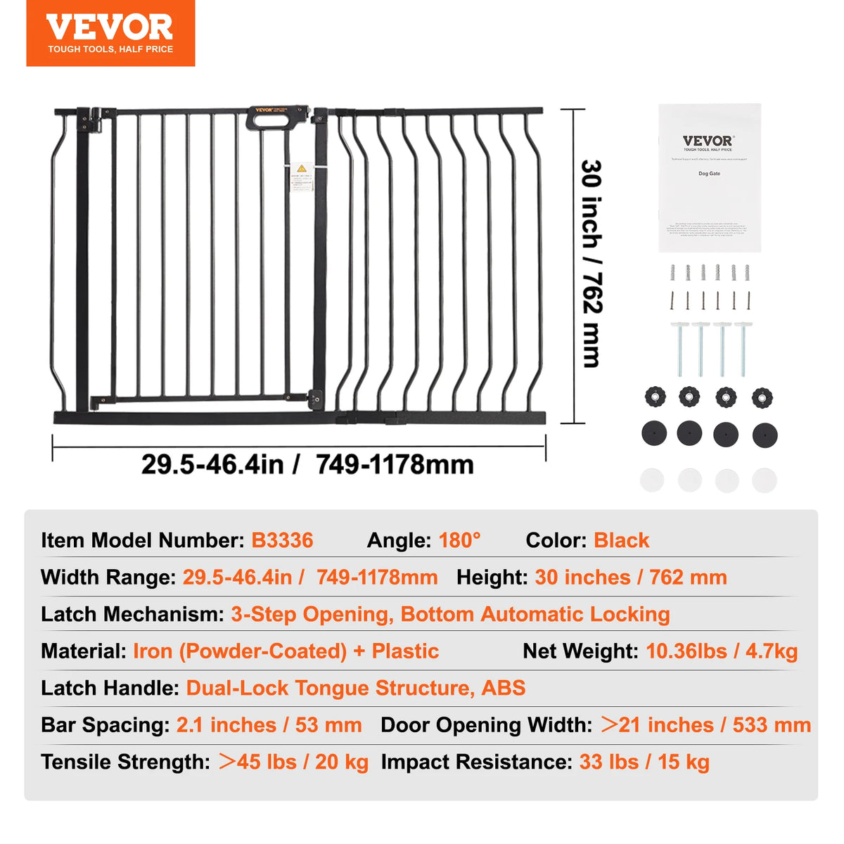 Pressure Mount Walk Thru Baby And Dog Gate With Secure Doorway