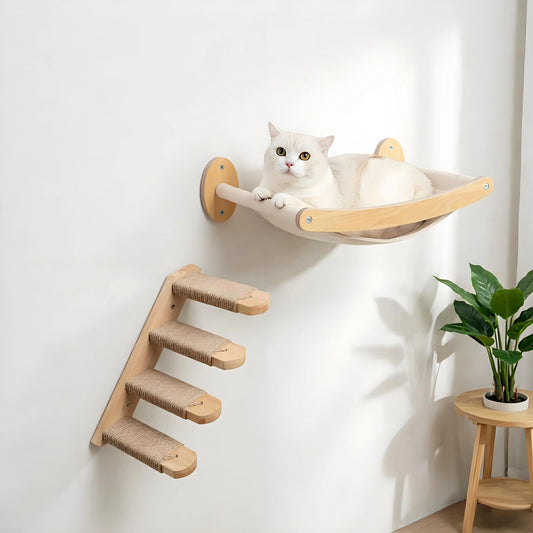 Wall Mounted Cat Hammock Climbing Shelf With Sisal Scratching Rope