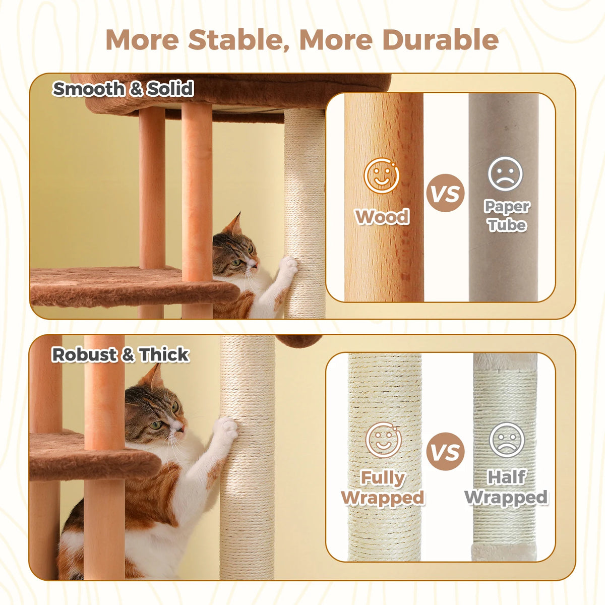 Modern Multi Level Cat Tree with Condo Sisal Scratching Posts and Bed