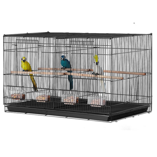 Stackable Divided Bird Cage With Travel Handle And Secure Door