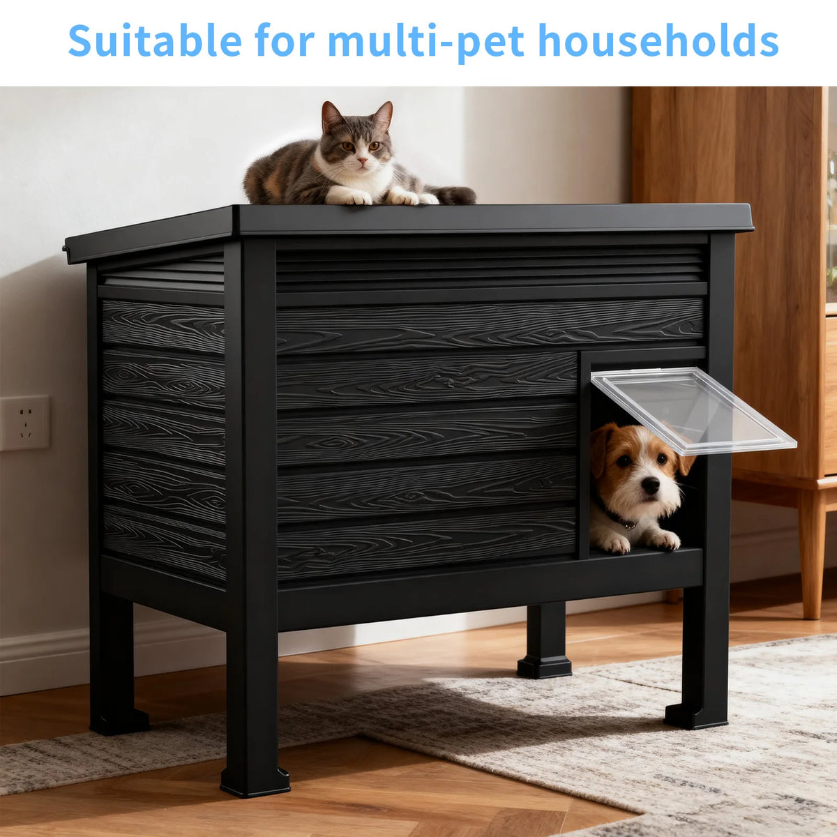 Weatherproof Plastic Cat House With Heating Pad Indoors Or Outdoors