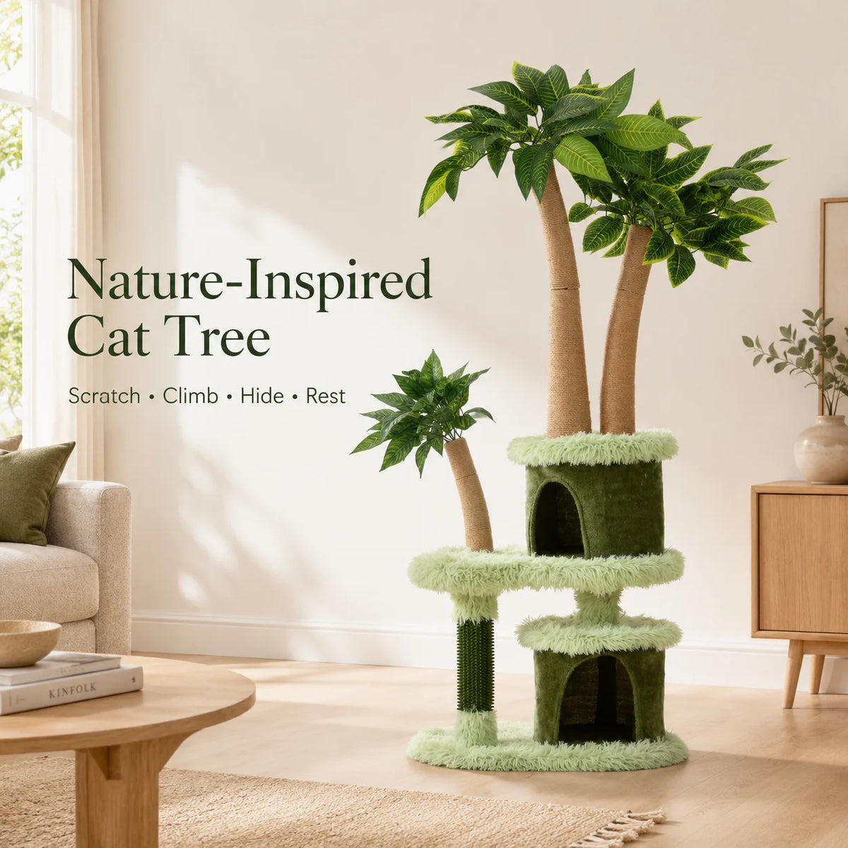 Double Tier Cat Tree With Fun Platform And Scratching Post