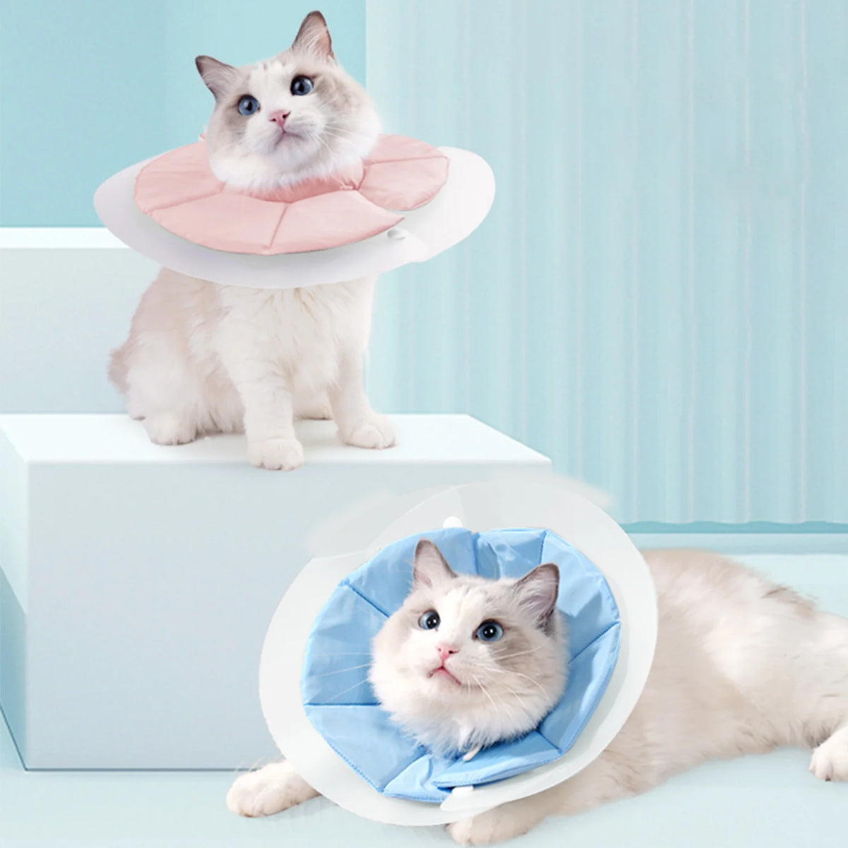 Soft Cat Recovery Collar with Adjustable Dual Wear Design, Protective Elizabethan Cone for Cats