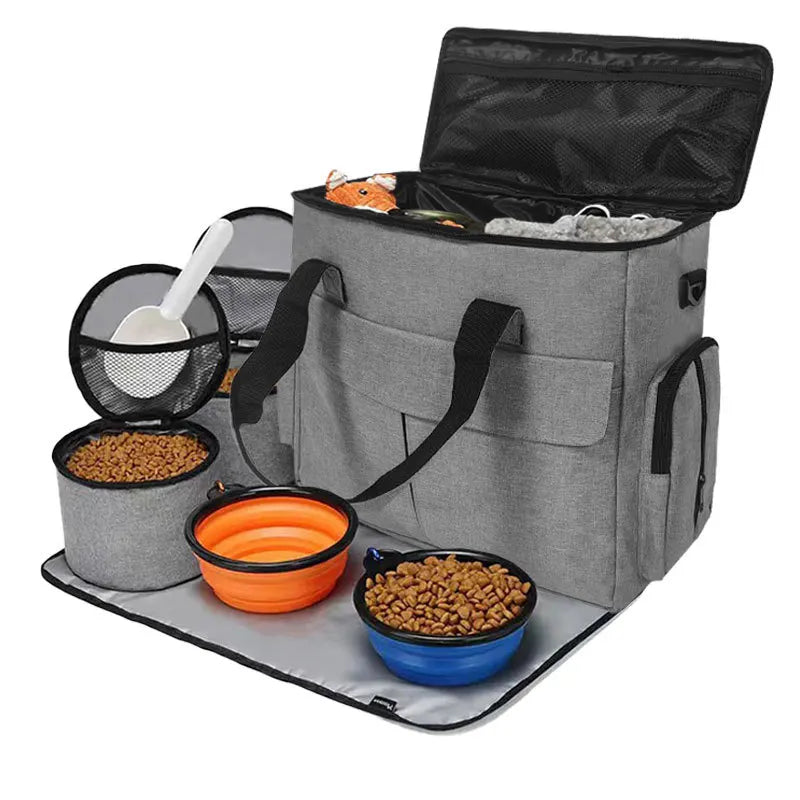 Large Capacity Dog and Cat Food Backpack, Pet Travel Bag, Foldable Snack Pouch, Portable Crossbody Dog and Cat Carrier dog bag cat bag pet backpack