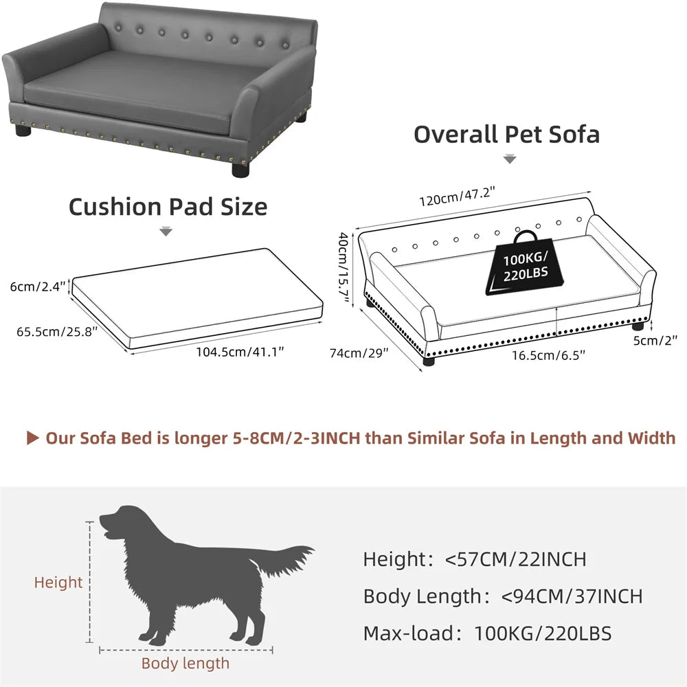 Heavy Duty Raised Pet Sofa Bed With Removable Velvet Cover