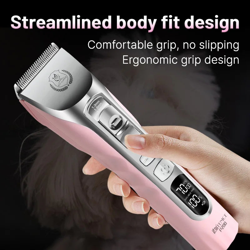 Cordless Dog Hair Trimmer LCD Screen Rechargeable Pet Grooming Clipper Shaver