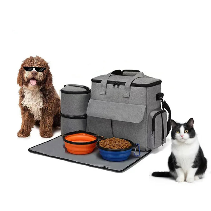 Large Capacity Dog and Cat Food Backpack, Pet Travel Bag, Foldable Snack Pouch, Portable Crossbody Dog and Cat Carrier dog bag cat bag pet backpack