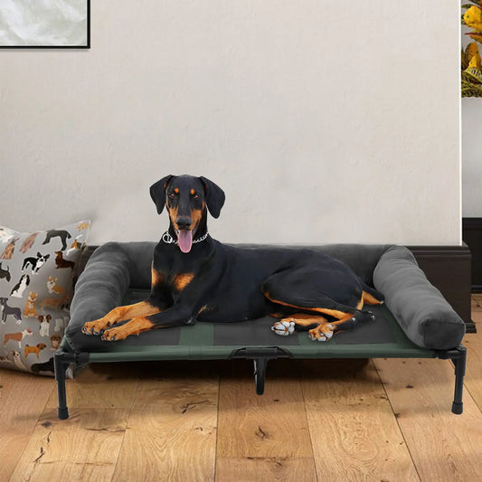 Cooling Elevated Pet Lounger With Detachable Bolster For Dogs And Cats