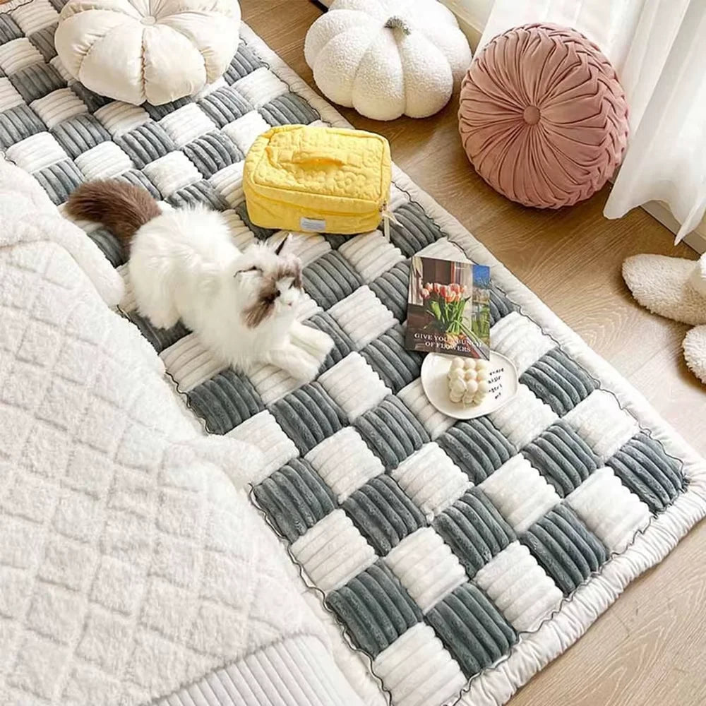 Washable Coral Fleece Dog Bed Mat And Anti Slip Car Seat Cover