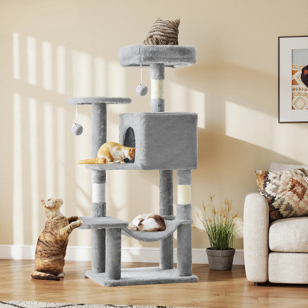 Multi-Level Cat Tree With Sisal Scratching Posts Indoor Climbing Tower For Cats